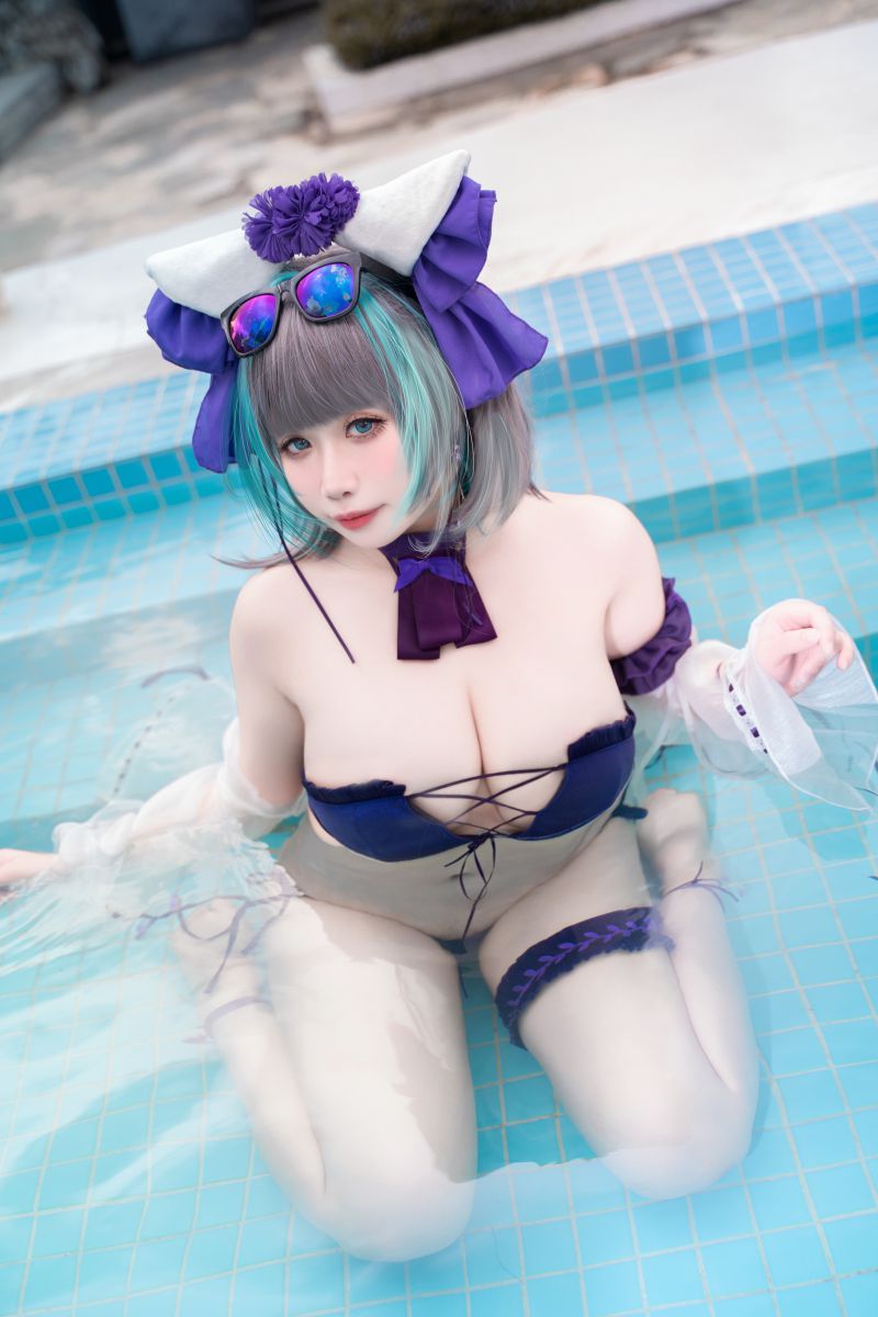贞子蜜桃 – NO.017 碧蓝航线 柴郡泳装[60P-1V-1.2G]插图1